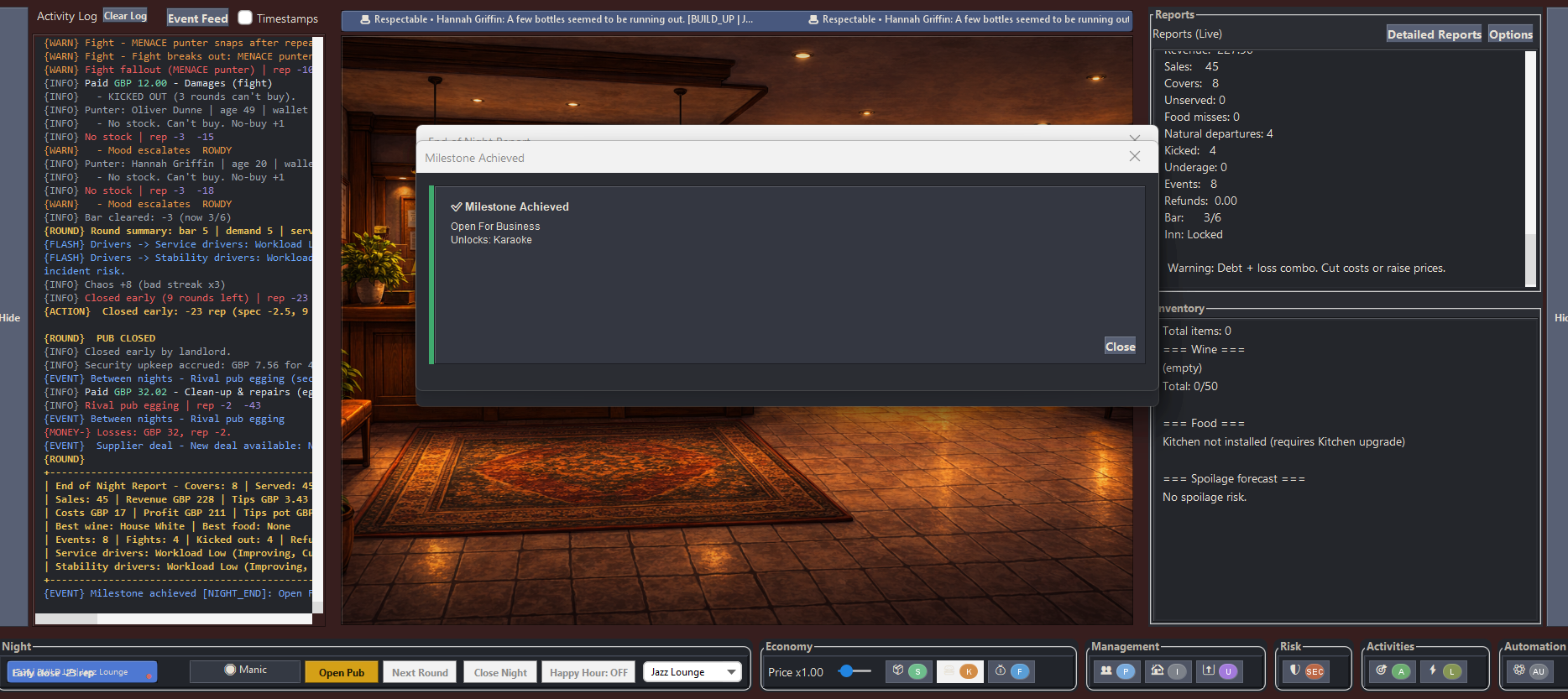 Barva hotel and room management screen