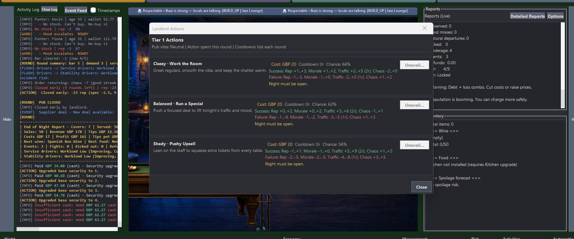 Barva landlord actions screen