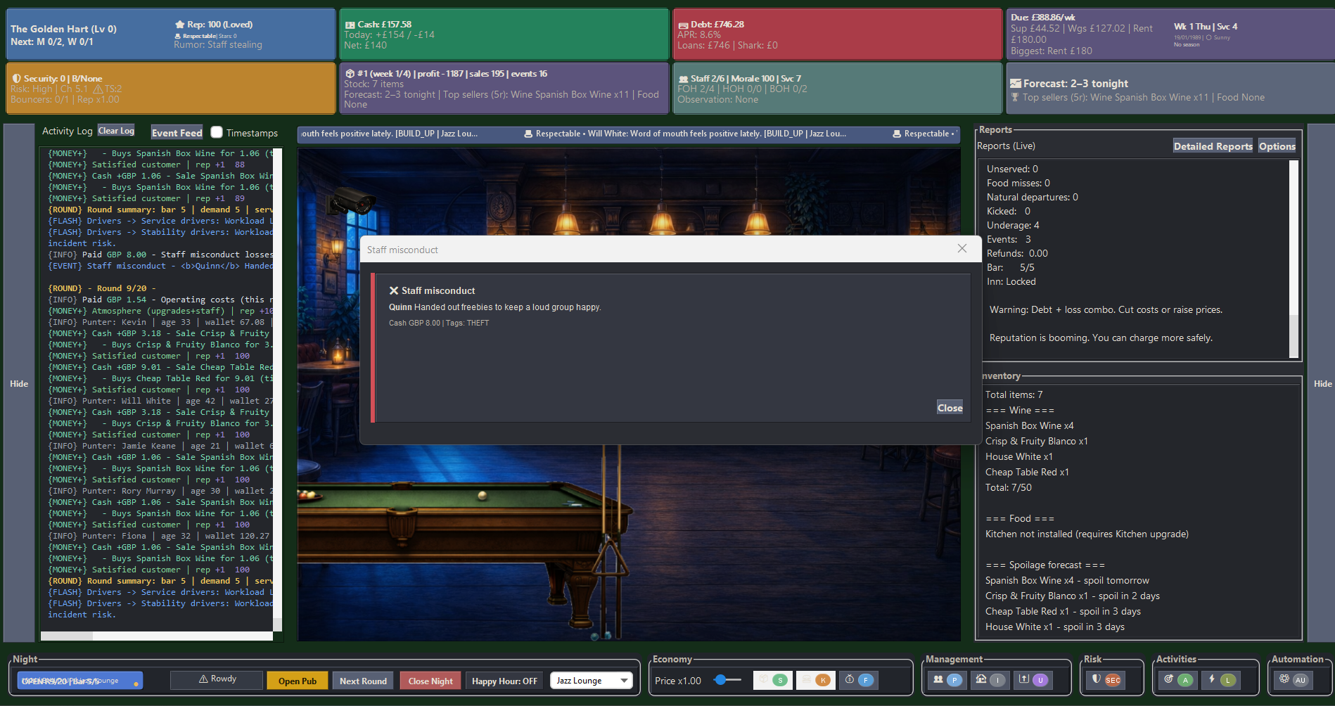 Barva staff issues and morale screen